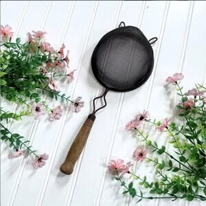 Vintage Wood Handled Metal Sieve Strainer Sifter Metal Mesh